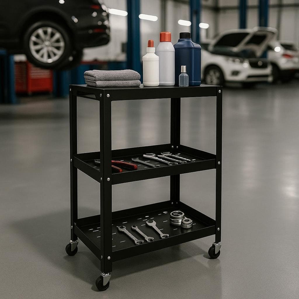 Carrinho Fruteira Inox Multiuso Organizador em Inox com 3 Níveis e Rodízios - Cor Preto