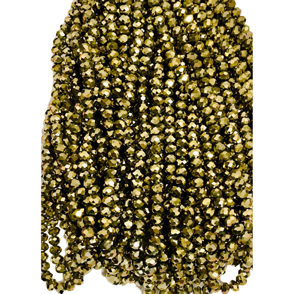 Fio De Cristal Facetado De Vidro - 8mm Dourado Com  67 Unid 8 Mm