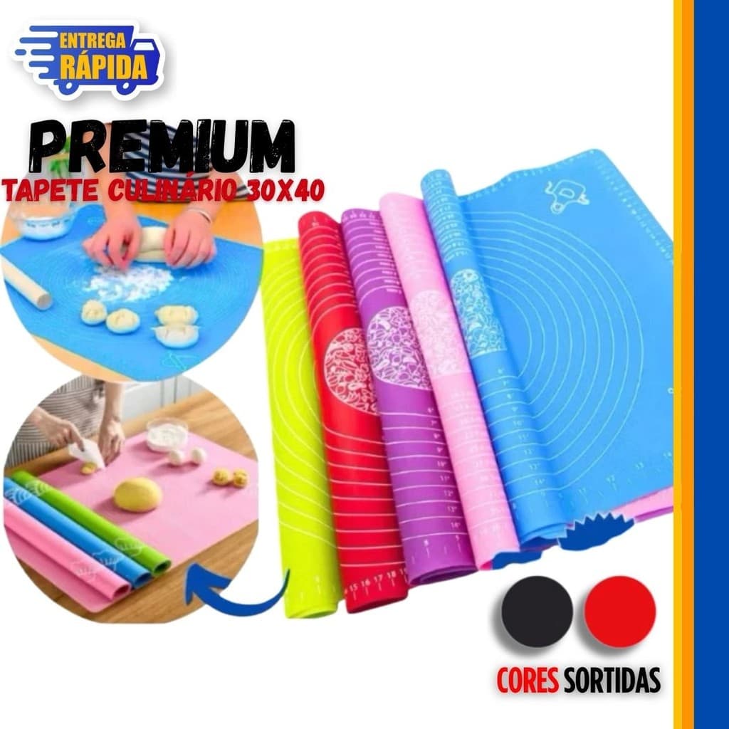 4 Tapete Tábua Culinária De Silicone Antiaderente Para Abrir Massas 30x40