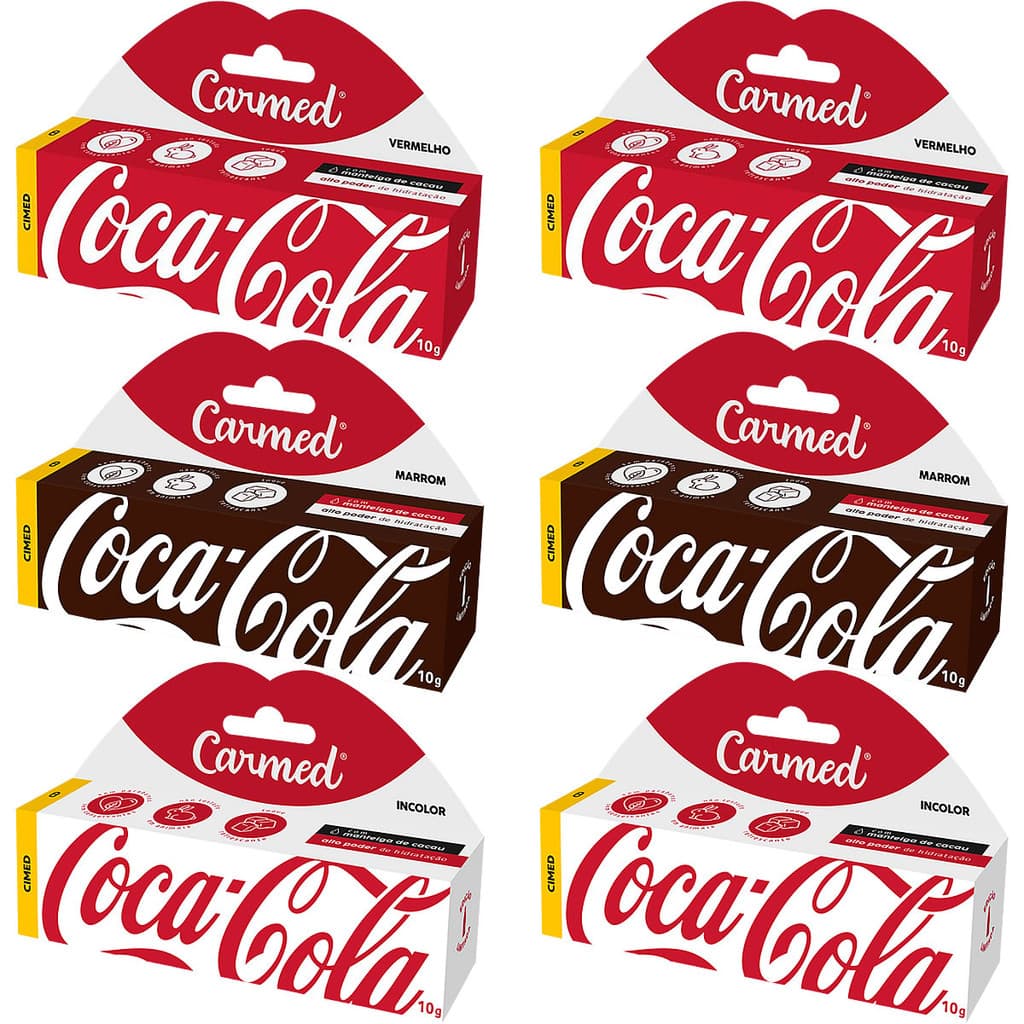 Kit 6 und Hidratante Labial Carmed Coca-Cola 10g