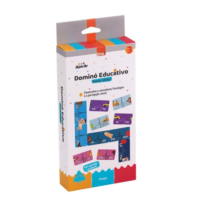 Brinquedo Papel Dominó Divisão Silábica - Com 28 Peças - BRW