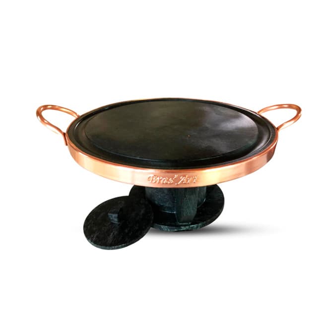 Fondue de Pedra Sabão 31 cm Fogareiro e Chapa Para Grelhar Carnes