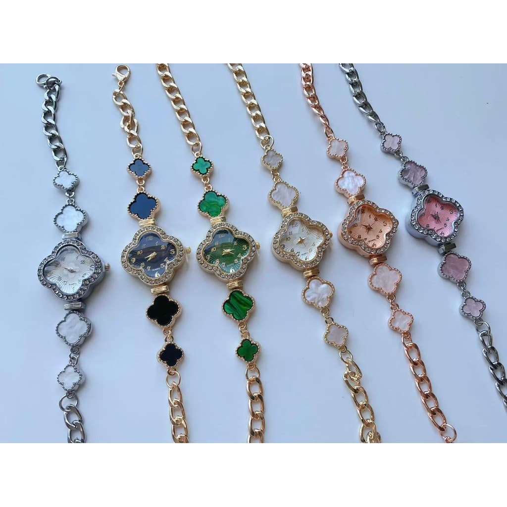 Relógio feminino elegante e luxuoso, novo, trevo de quatro folhas, moderno, sofisticado, novo design de nicho, retrô