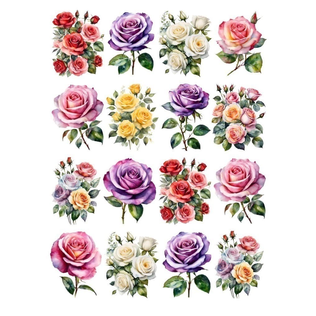 Decalque Hidro Transfer - Flores - Rosas coloridas
