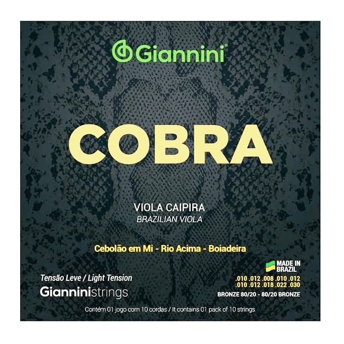 Encordoamento Viola Caipira Tensão Leve Cobra Giannini - Cebolão em Mi