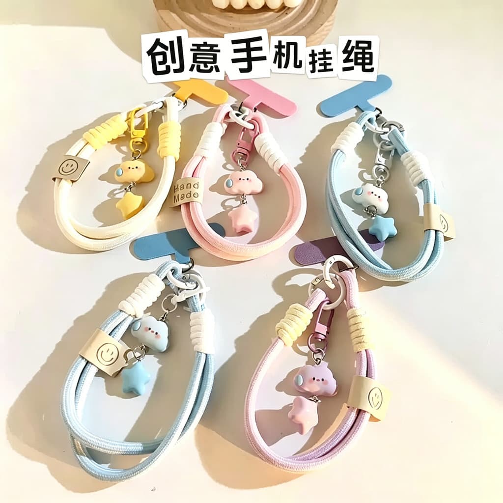 Nuvem estrela chaveiro cordão ins estilo corrente do telefone móvel câmera pingente Universal bonito dos desenhos animad