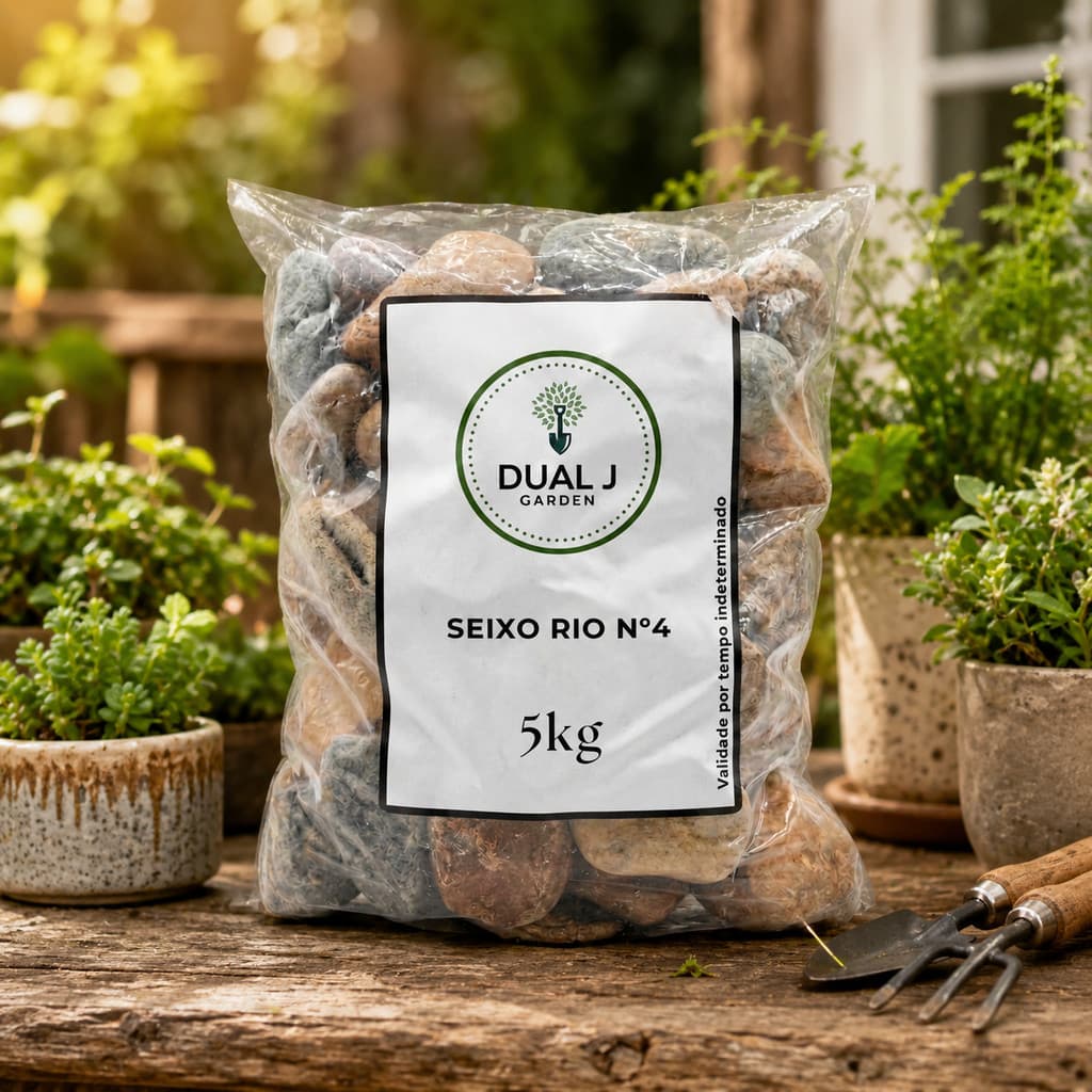 Seixo Rio Nº4 Dual J Garden 5kg Pedra Decorativa Para Vasos Jardins Canteiros Paisagismo