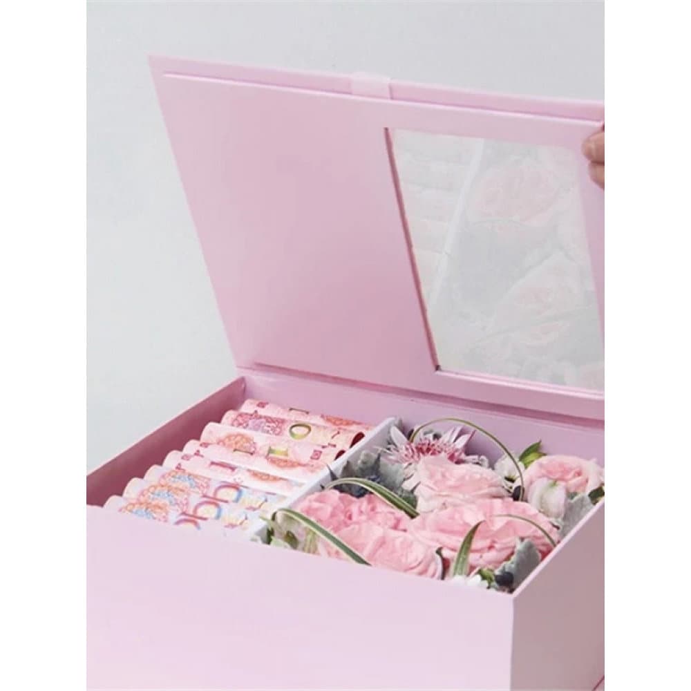 Caixa de presente de mão mista misteriosa, janela meio aberta, caixa de carta de amor, embalagem de flores, embalagem de
