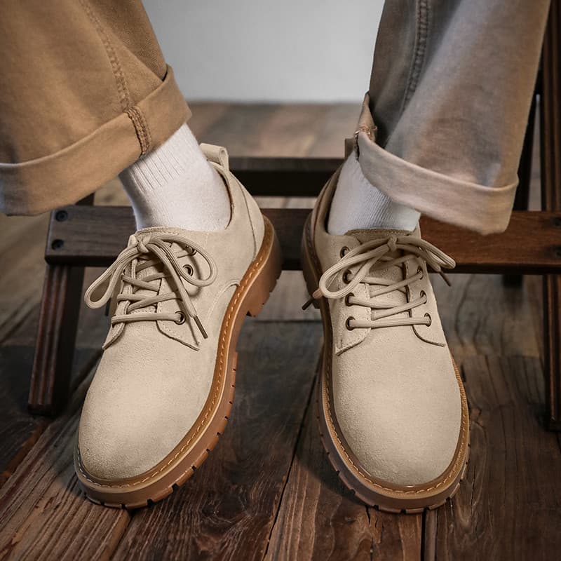 Verão Martin sapatos masculinos de cano baixo macacão sapatos de couro genuíno respirável sola grossa aumentando All-Mat