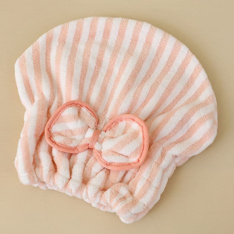 Touca de secagem de cabelo de secagem rápida Super absorvente arco touca de secagem de cabelo feminino bonito engrossado