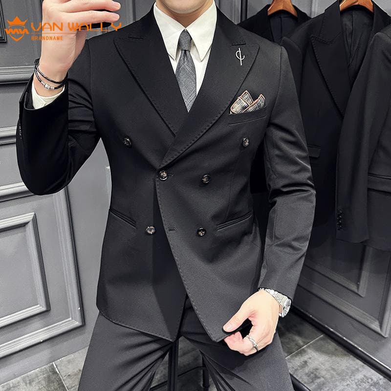 2025 outono novo produto terno masculino de três peças terno High-End sentimento gola Refutal duplo Breasted terno vesti