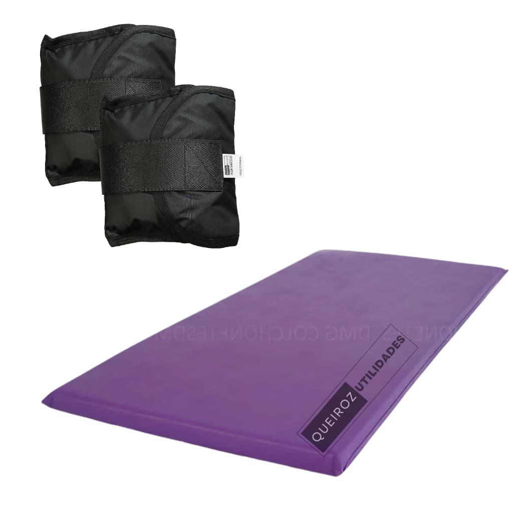 Desconto -DESCONTO Kit Colchonete Roxo + Caneleiras 5kg – Ideal para Treinos em Casa, Academia e Funcional