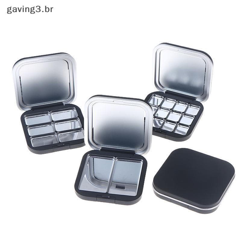 [GAVBR] Paleta De Maquiagem Quadrada Vazia , Sucção Magnética Com Espelho , Sombra , Blush , Caixa Fosca Panela , Recipi