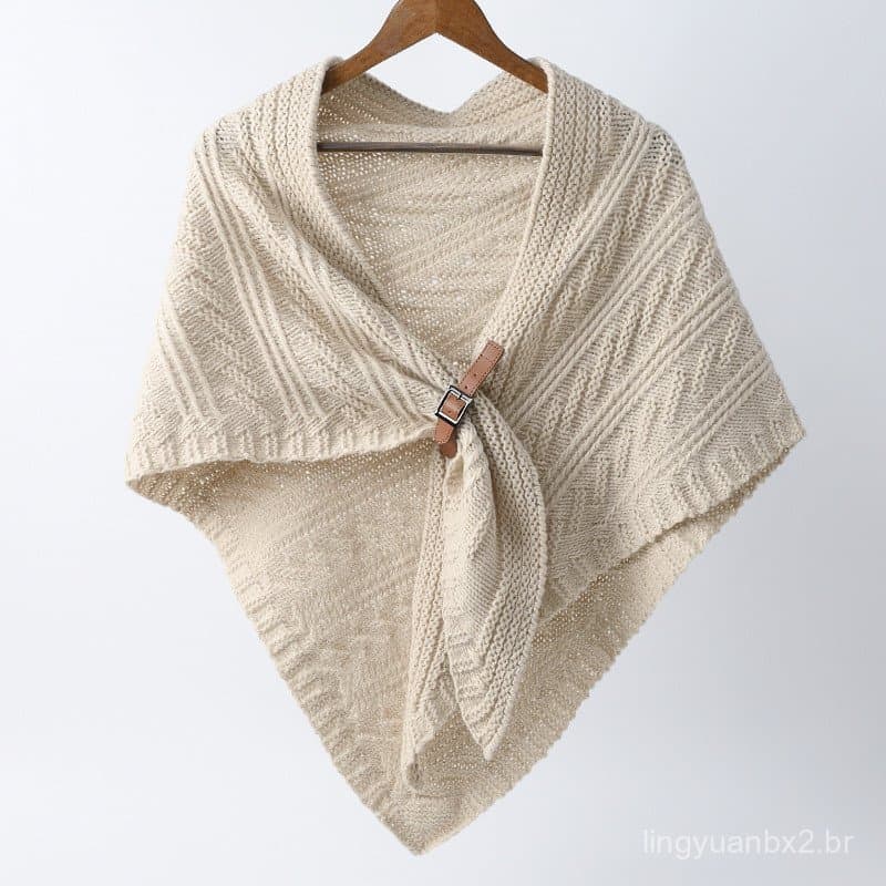 Xale triangular de malha estilo coreano para mulheres, adequado para ambientes com ar condicionado, quente e versátil, c