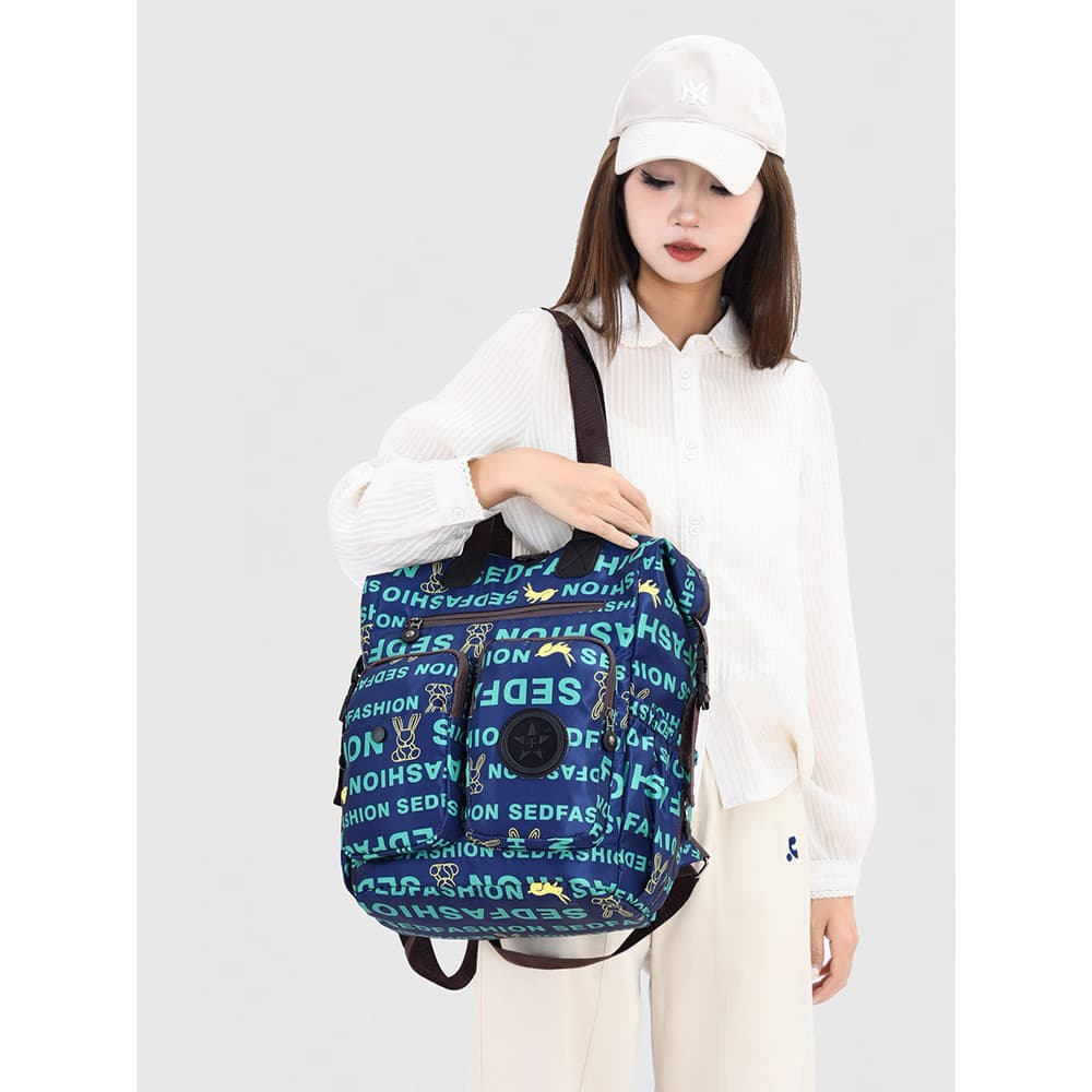 Oxford pano mochila feminina grande capacidade impresso sacola bebê mãe diário Commuter viagem de curta distância lazer