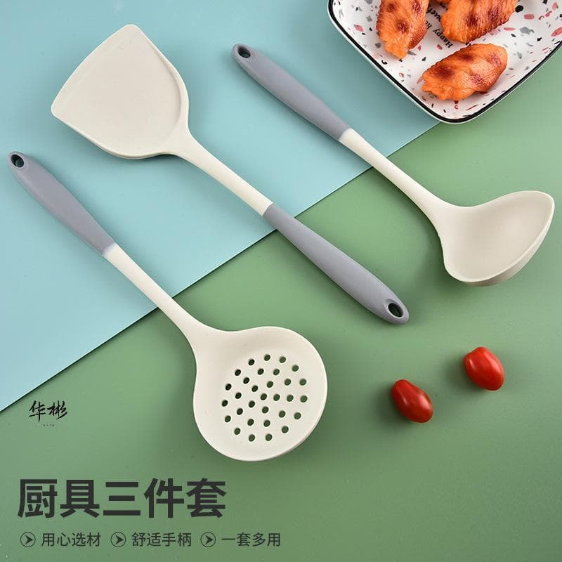 Conjunto de utensílios de cozinha de Silicone espátula colher coador isolamento térmico antiaderente Pan ferramentas de