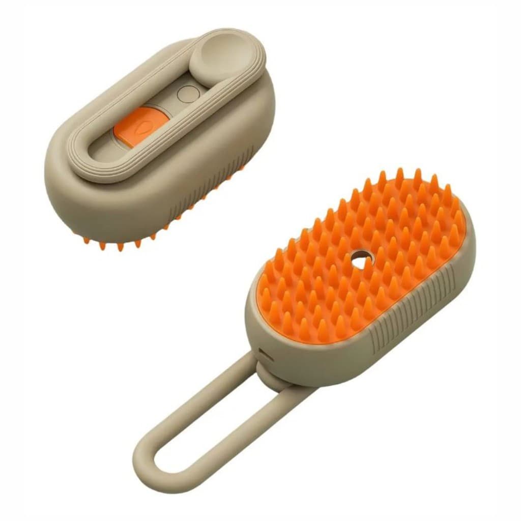 Escova Pet Vapor Autolimpante Gatos Caes 3 Em 1 Recarregável