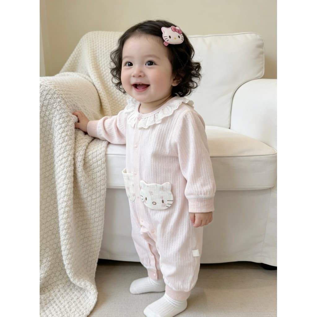Primavera outono roupas de bebê macacão menina macacão Super bonito pequeno mês idade princesa gola renda macacão corean