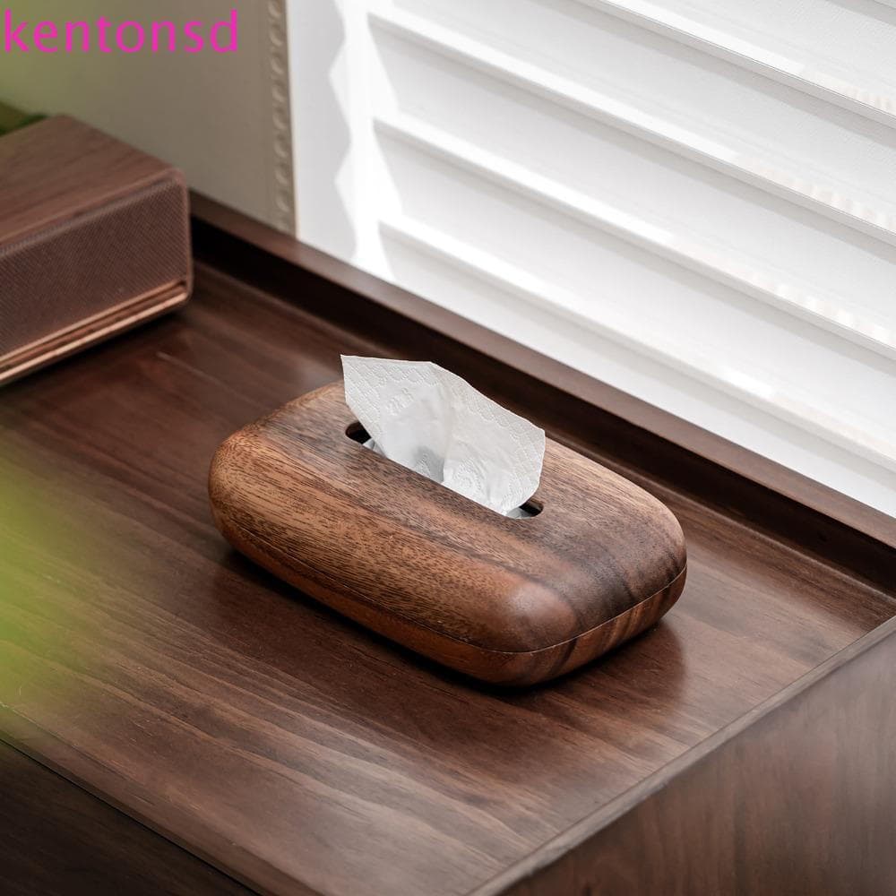 Caixa De Tecido De Nogueira KENTONSD , Dispensador Retangular Com Superfície Lisa , Papel De Jantar Recarregável Vintage