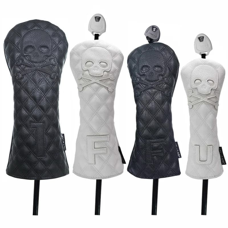 Capa para taco de golfe Skull Driver Fairway Hybrid Wood, conjunto de capas para tacos de golfe em couro PU, à d'á