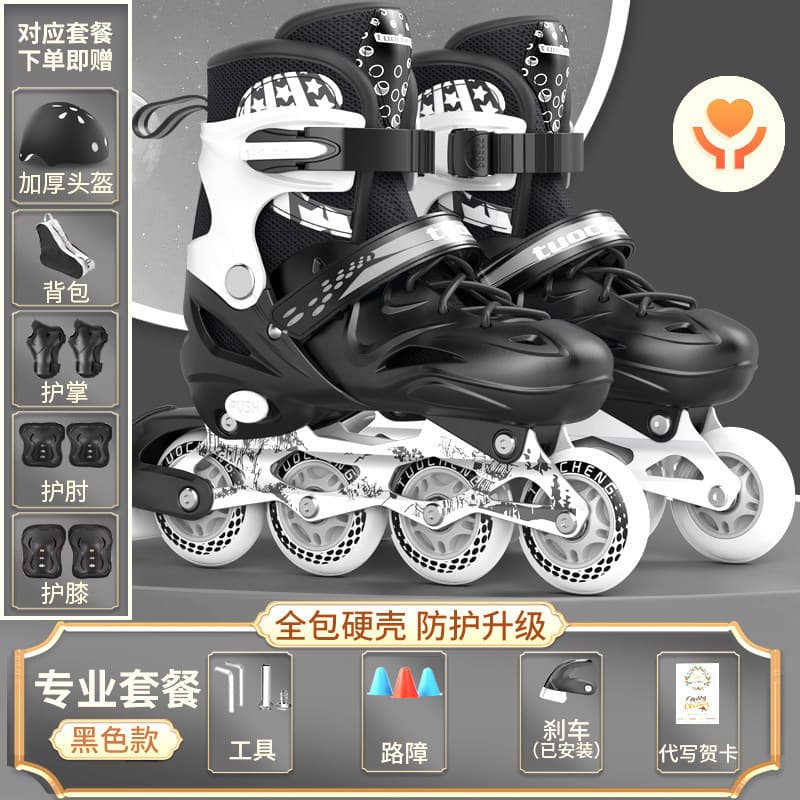 [Oferta Especial] Patins de Rodas para Crianças, Conjunto Completo de Patins em Linha Originais para Meninos e Meninas,