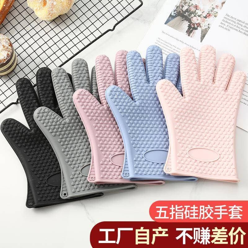 Forno isolamento térmico luvas de Silicone engrossado forno de microondas luvas de proteção antiderrapantes resistente a