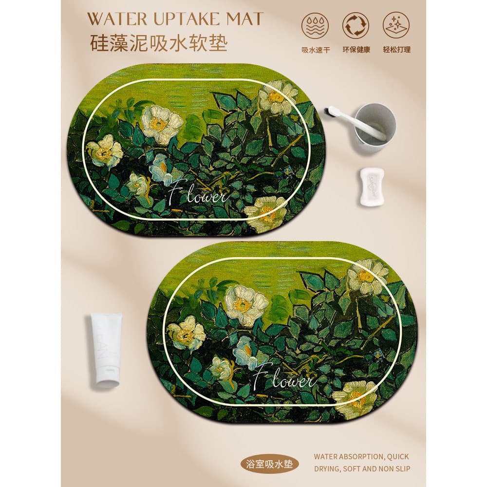 Tapete higiênico macio de lama diatomácea, tapete de banheiro forte absorção de água, secagem rápida, porta de vaso sani
