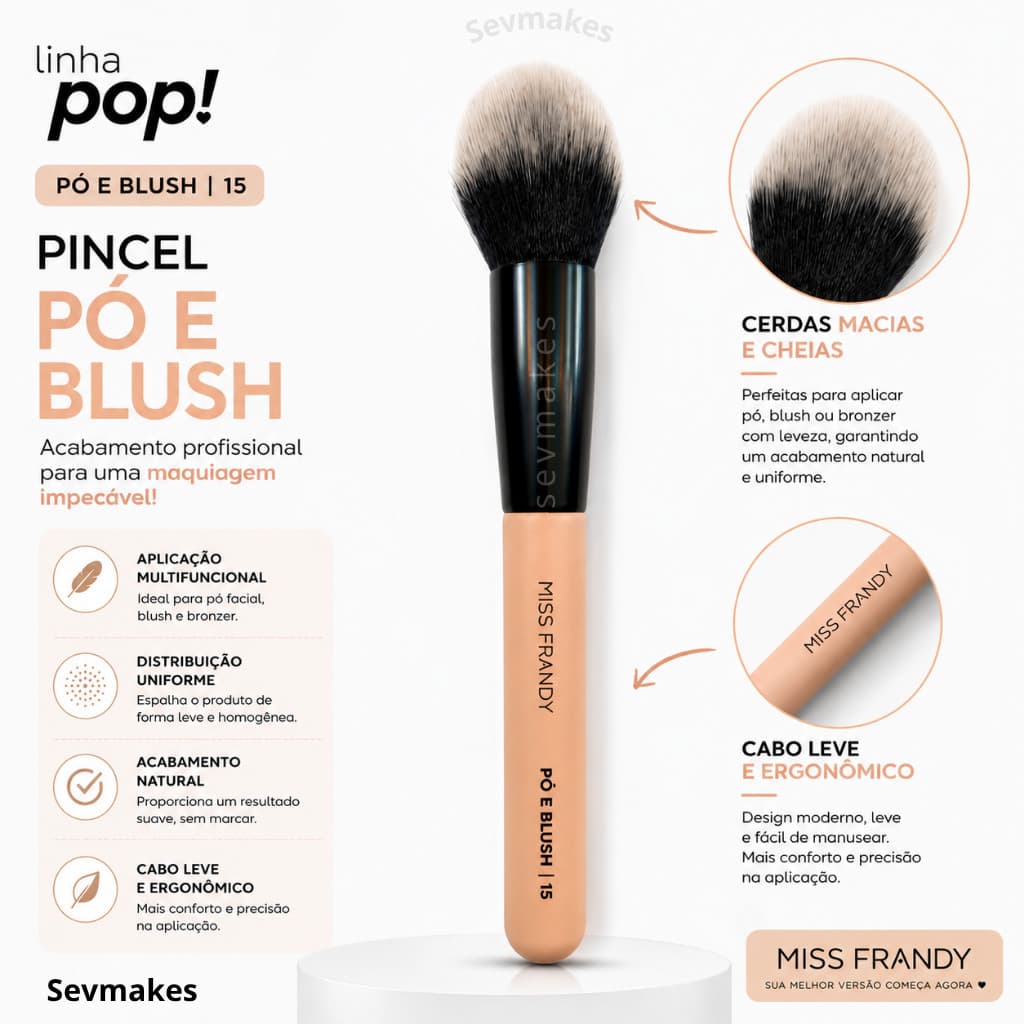 Pincel Para Pó ou Blush Linha Pop - MISS FRANDY
