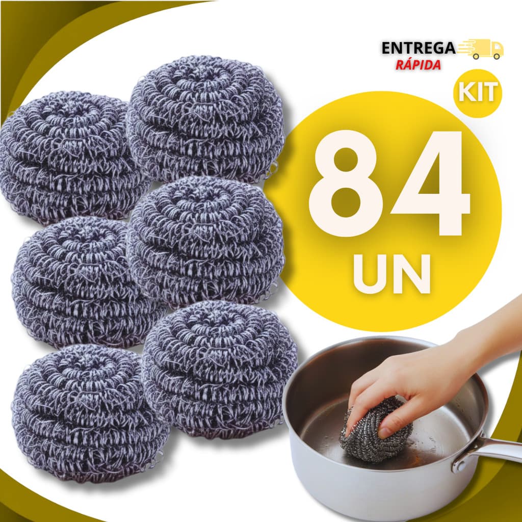 Esponja De Aço Buchinha Lava Louça Limpeza Pesada Bucha Palha Aço Panela Grelha