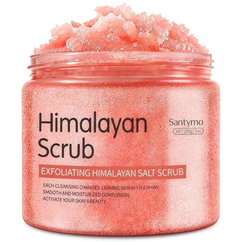 Esfoliante de Sal do Himalaia 7 oz para Todo o Corpo, Esfoliante Corporal Natural com Esqualano e Aloe Vera, Esfoliante