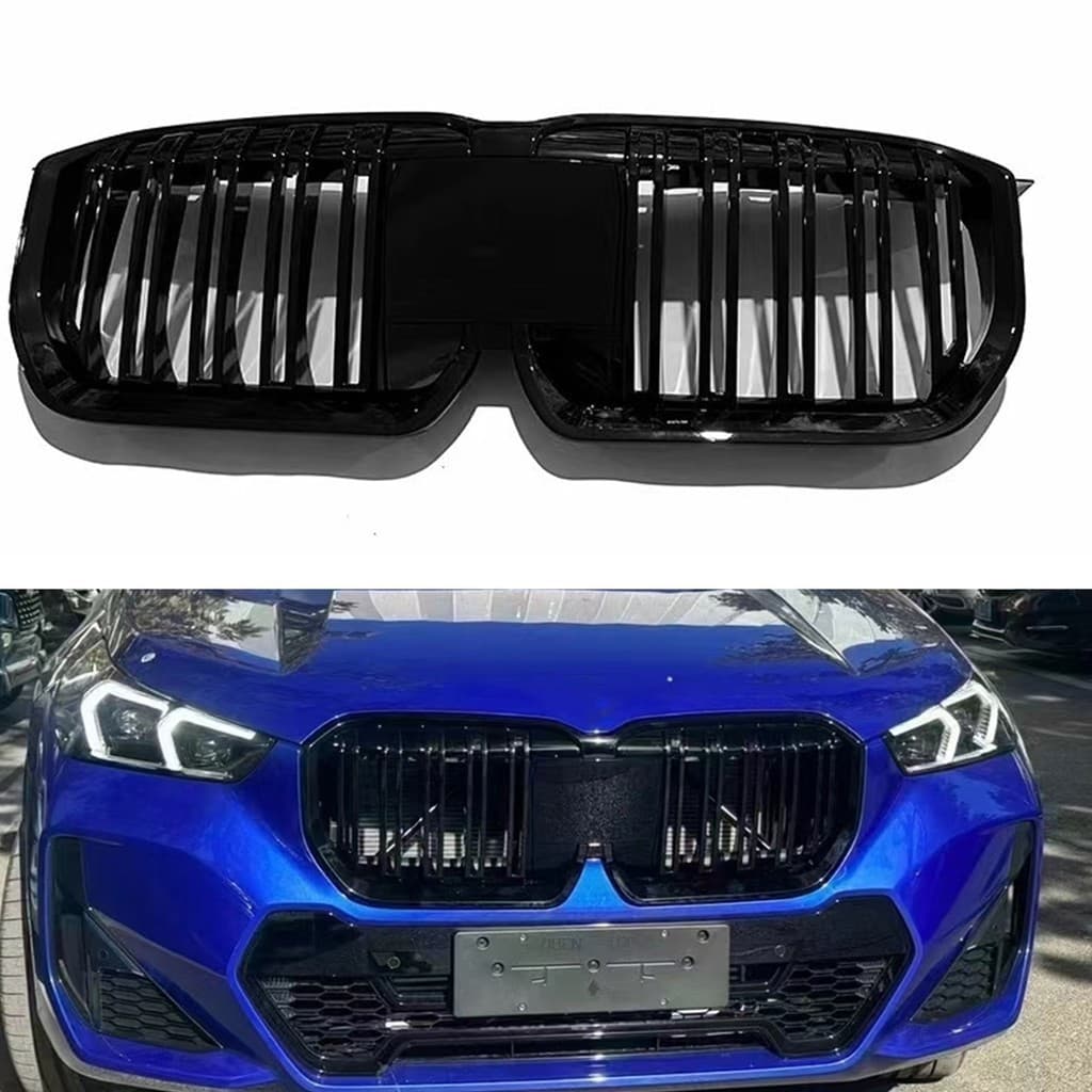 Grade Dianteira De Corrida Para BMW X1 U11 U12 2023-2024 M Esporte Preto Estilo Ripa Dupla Carro Superior Pára-Choques C