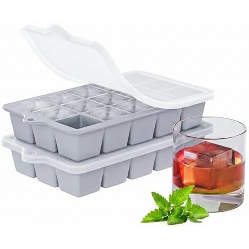 Bandeja De Cubos De Gelo De Silicone Com 3 Pacotes-Fácil Liberação Tampa , Bandejas Sem BPA Para Freezer , Molde De Cubo