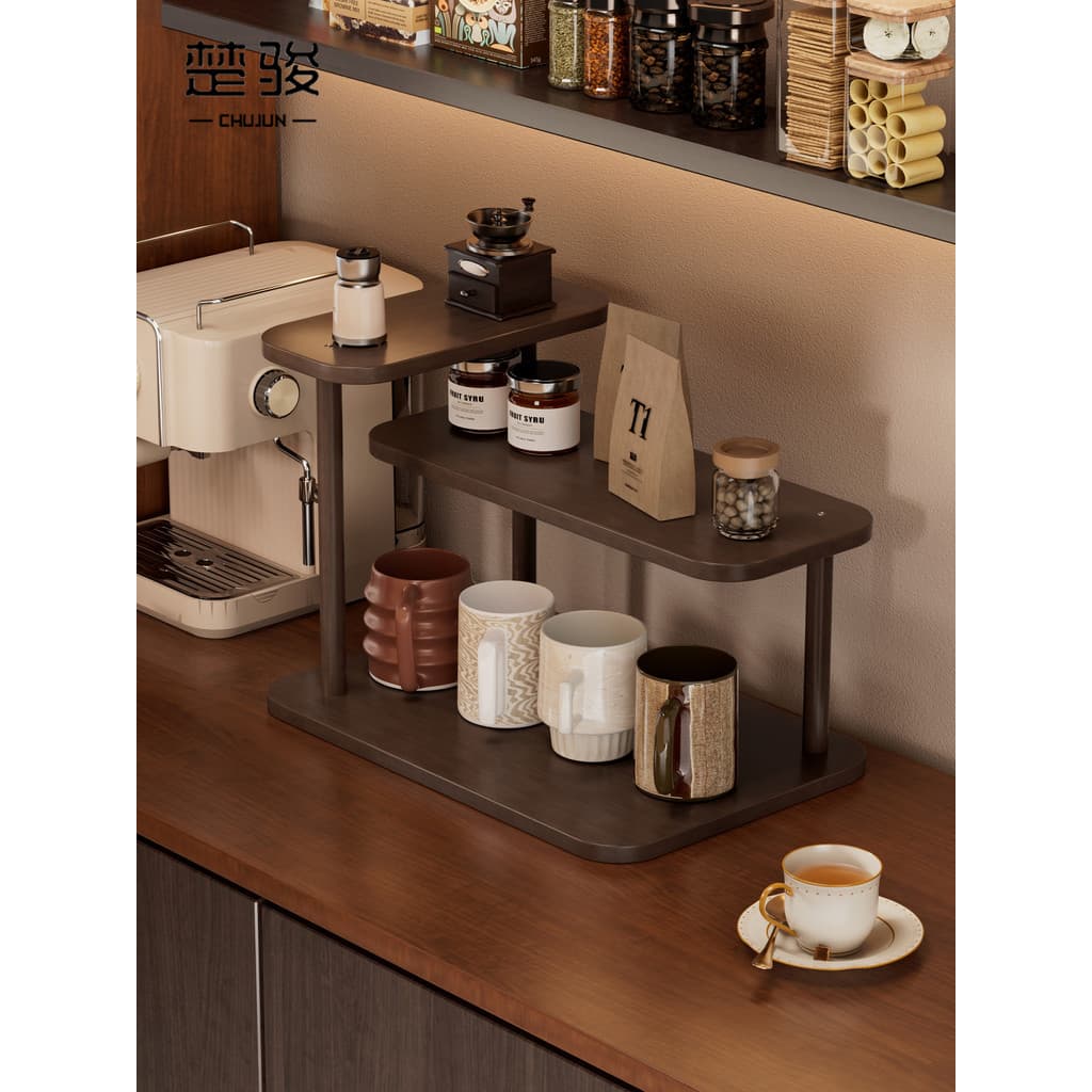 Estilo Retro suporte de copo de madeira maciça armário lateral jantar copo água xícara chá café canto barra água Layout