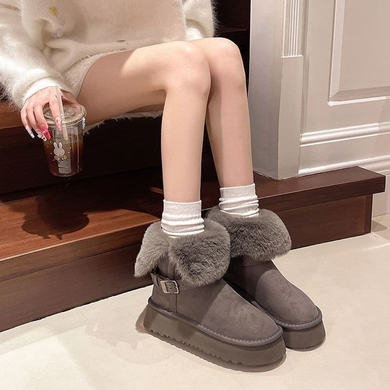 Novo estilo botas de neve de duas peças femininas 2025 inverno exterior usar pequeno forro de sola grossa grosso nordest