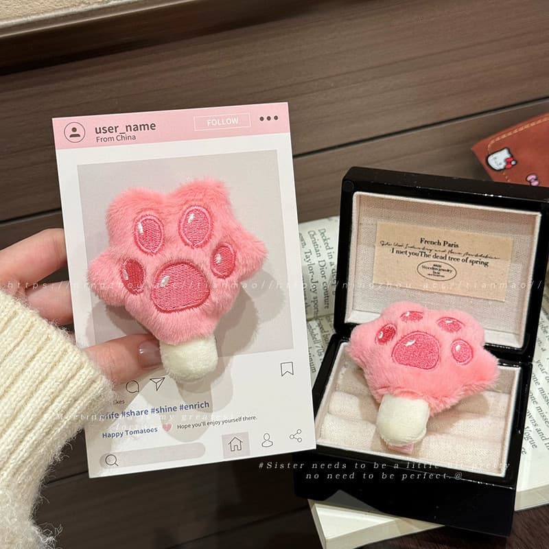 Bonito de pelúcia rosa gato garra crianças grampo de cabelo menina franja lado quebrado cabelo pequeno clipe cocar Duckb