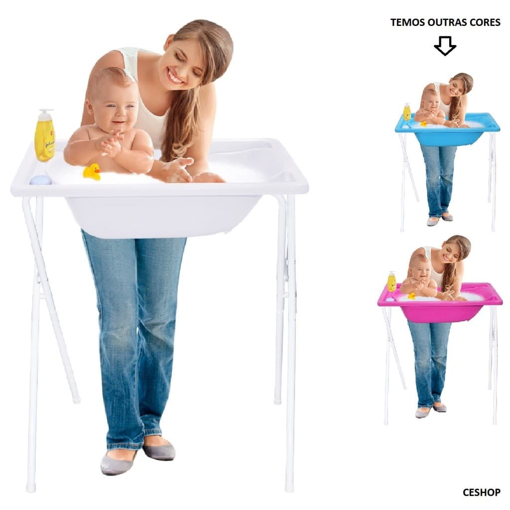 Banheira Bebê Com Suporte Dobravel Plástica Infantil Compacta Scorpion