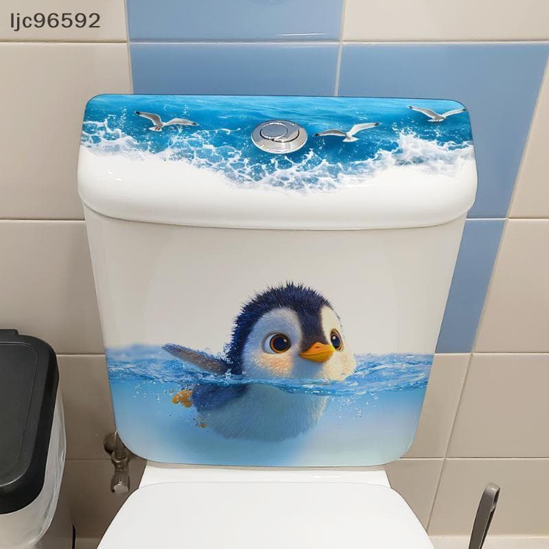 [ljc] Criativo Autoadesivo Bonito Pinguim Toalete Stiers Decalques De Banheiro À Prova D'água Decoração [BR]