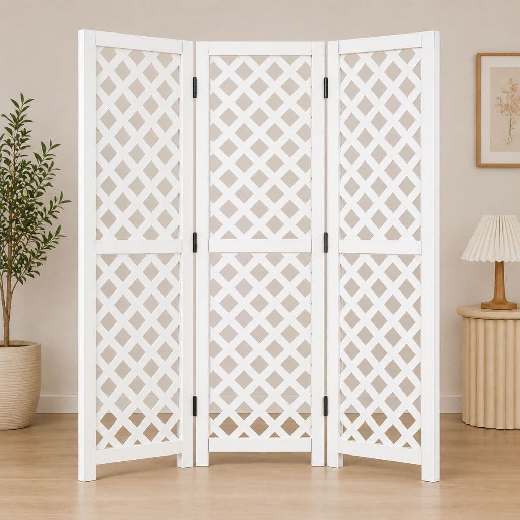 Biombo Decorativo Moderno MDF 1,70x47 Painel Divisória Elegante Branco