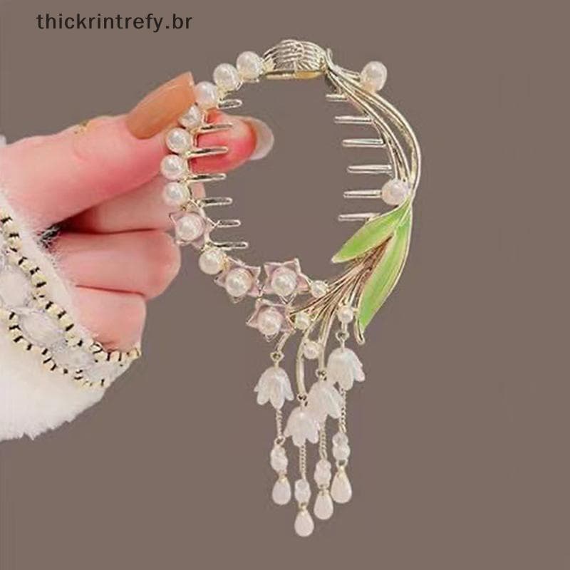 thi Trançado Arco Grampos De Cabelo Pérola Borboleta Hairpin Rabo De Cavalo Bule Grampo Garra Acessórios Coreanos BR