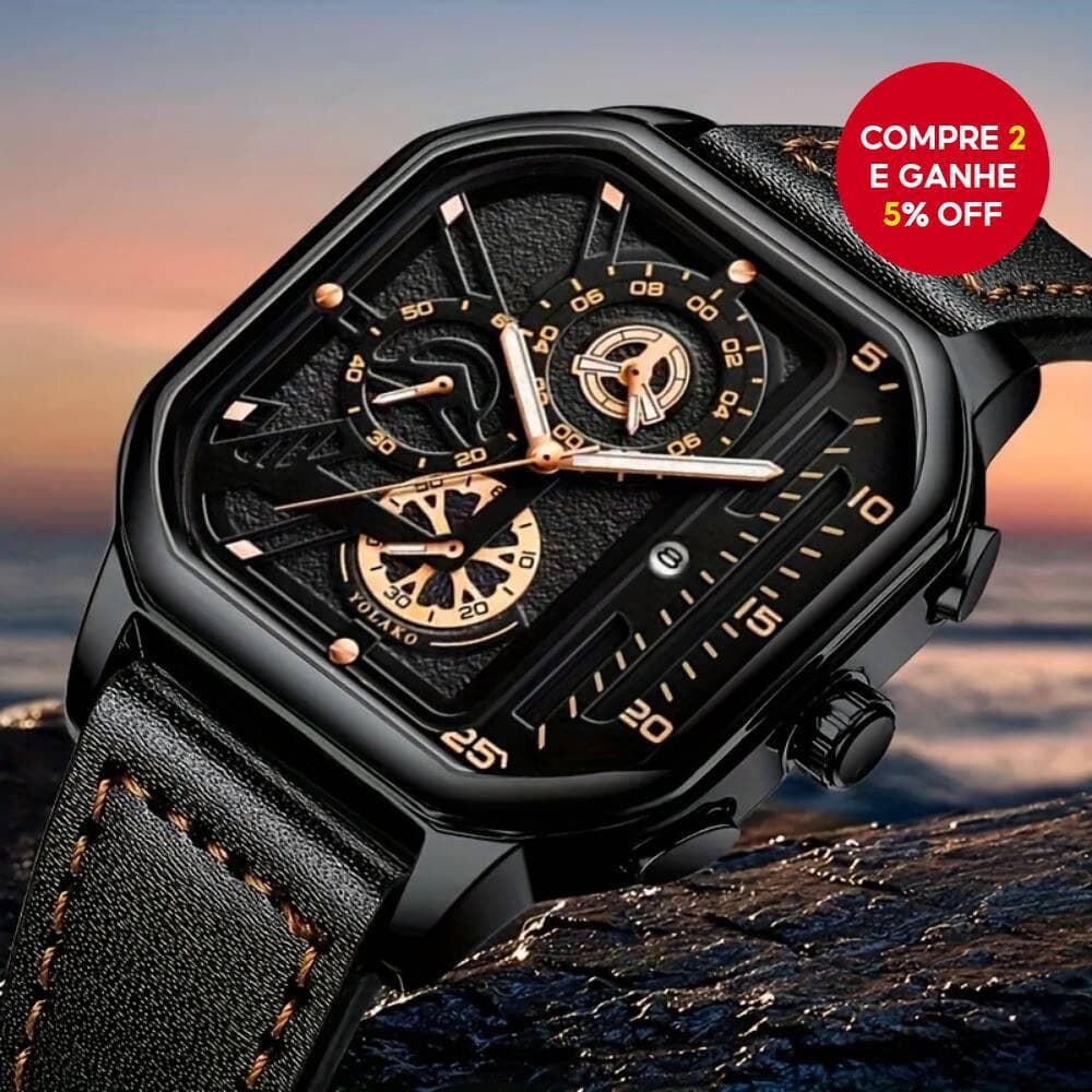 Luxo Casual Esportes Masculino Grande Mostrador Quadrado Calendário Relógio De Quartzo Pulseira De Couro Do Plutônio