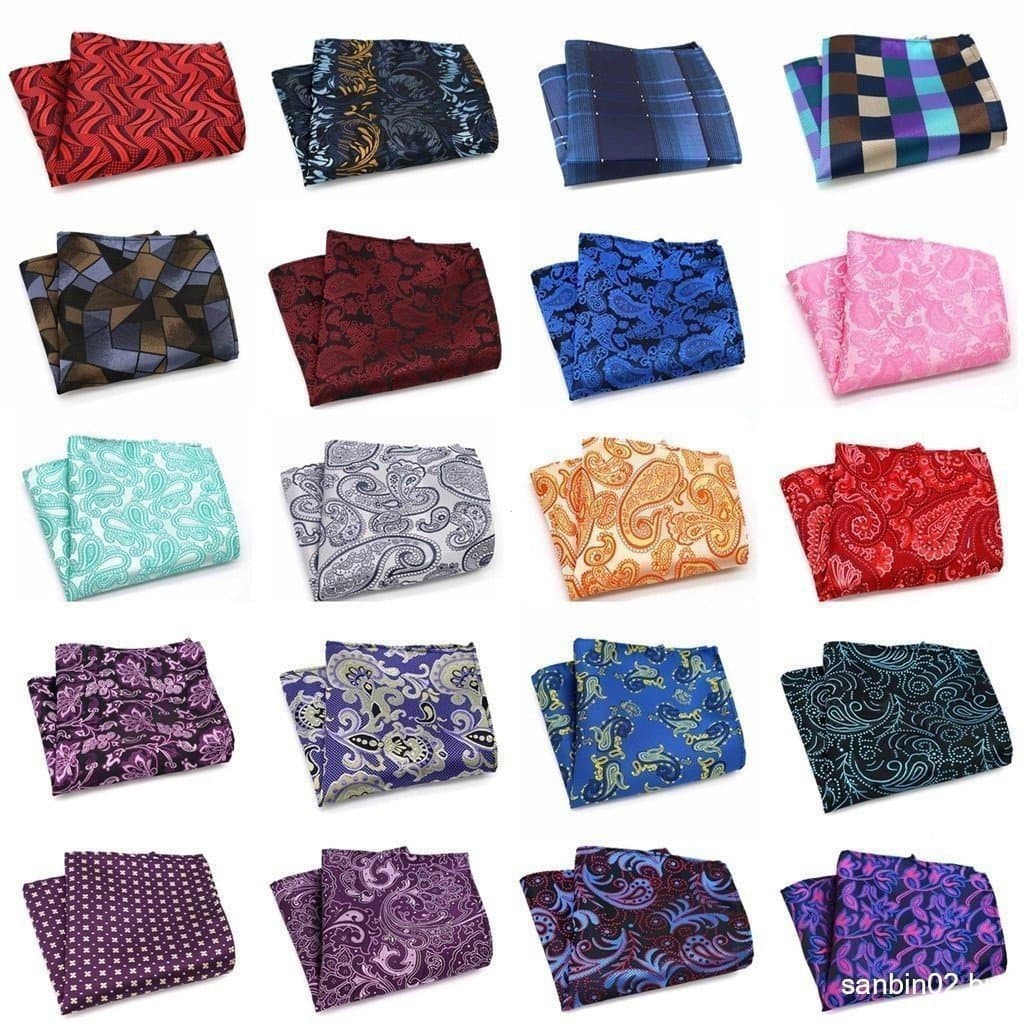Lenço Masculino De Luxo Seda Jacquard Tecido Paisley Floral Xadrez Padrão Negócios Casual Bolso Quadrado Lenços Casament