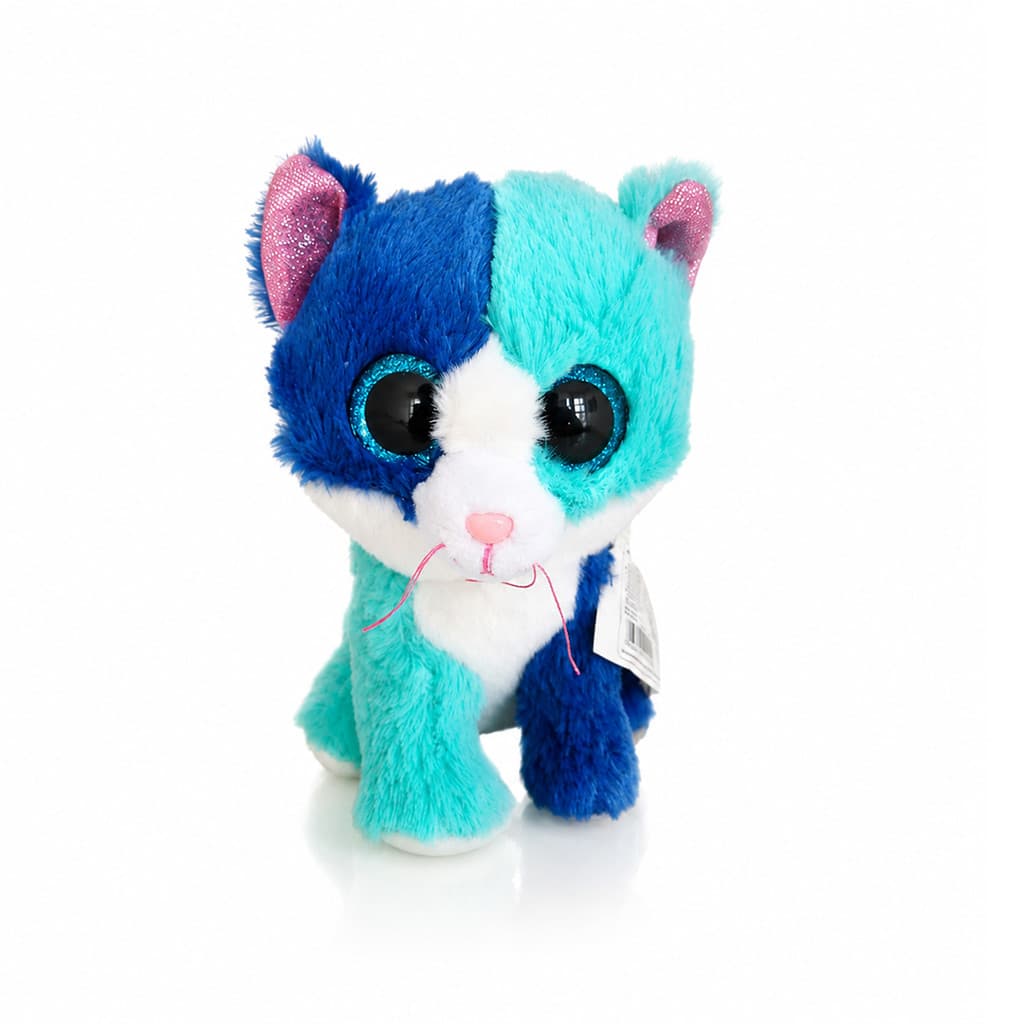 Brinquedo de Pelúcia Gatinho Fofo Azul com Verde Amigo Peludinho