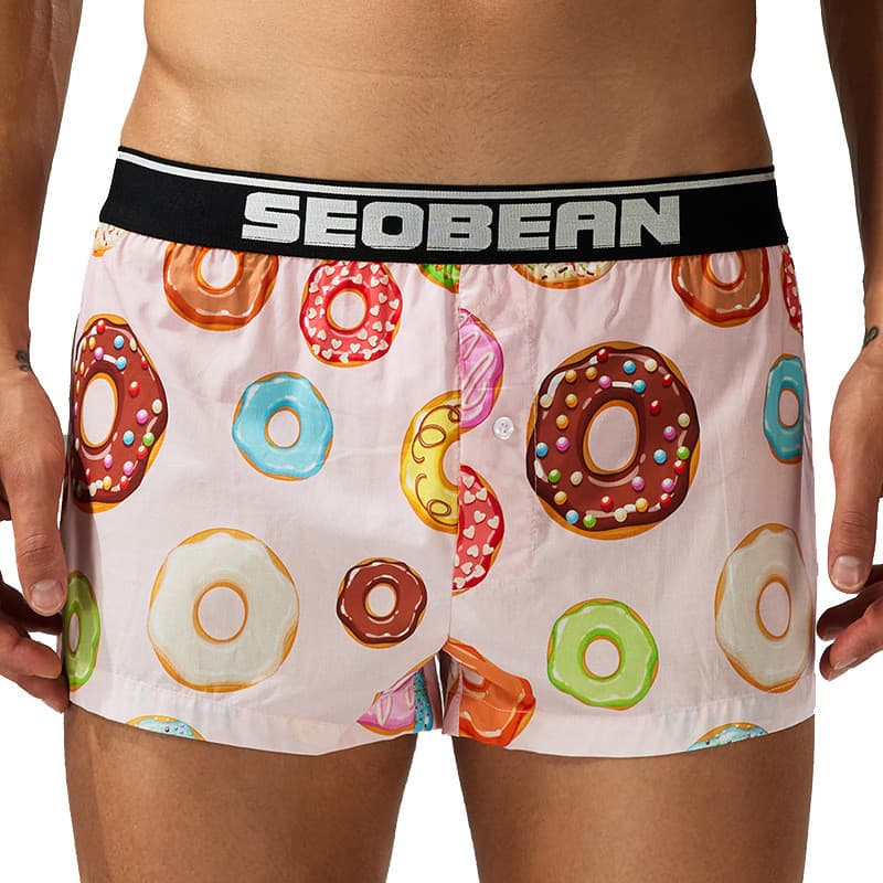 SEOBEAN SEOBEAN Calça masculina de seta para casa Calça de pijama solta de algodão com bolso interno Calça Boxer grande