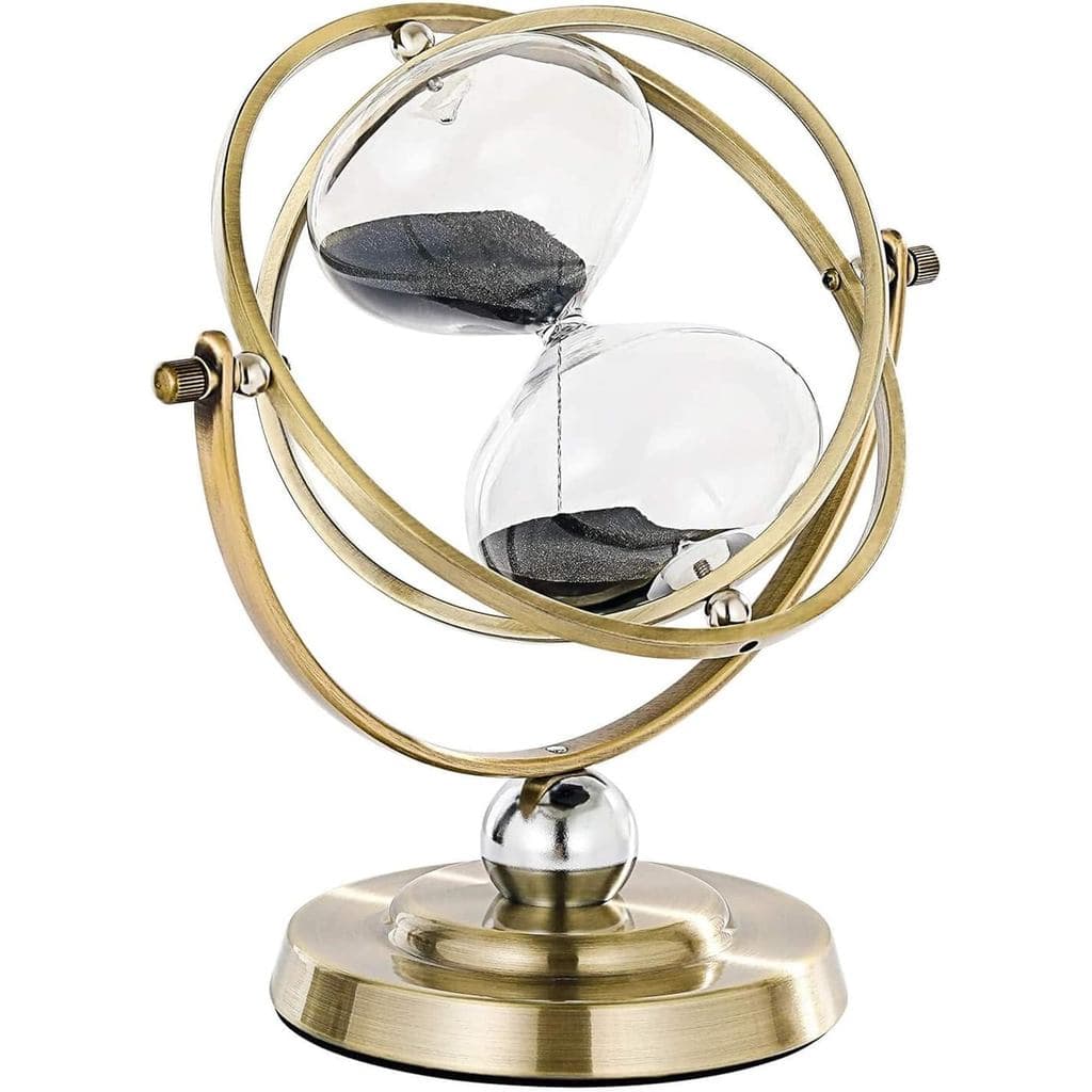 SuLiao Ampulheta Grande de Latão 60 Minutos, Relógio de Areia Preto Antigo Rotativo, Reloj De Arena Vintage, Relógio de