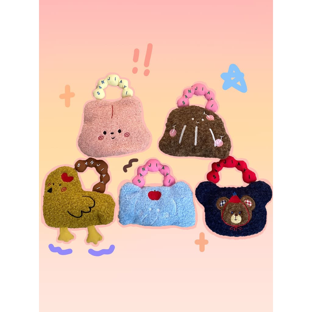 Japonês coreano dos desenhos animados urso de pelúcia embreagem feminina Mini bonito estilo feminino bordado bolsa do te