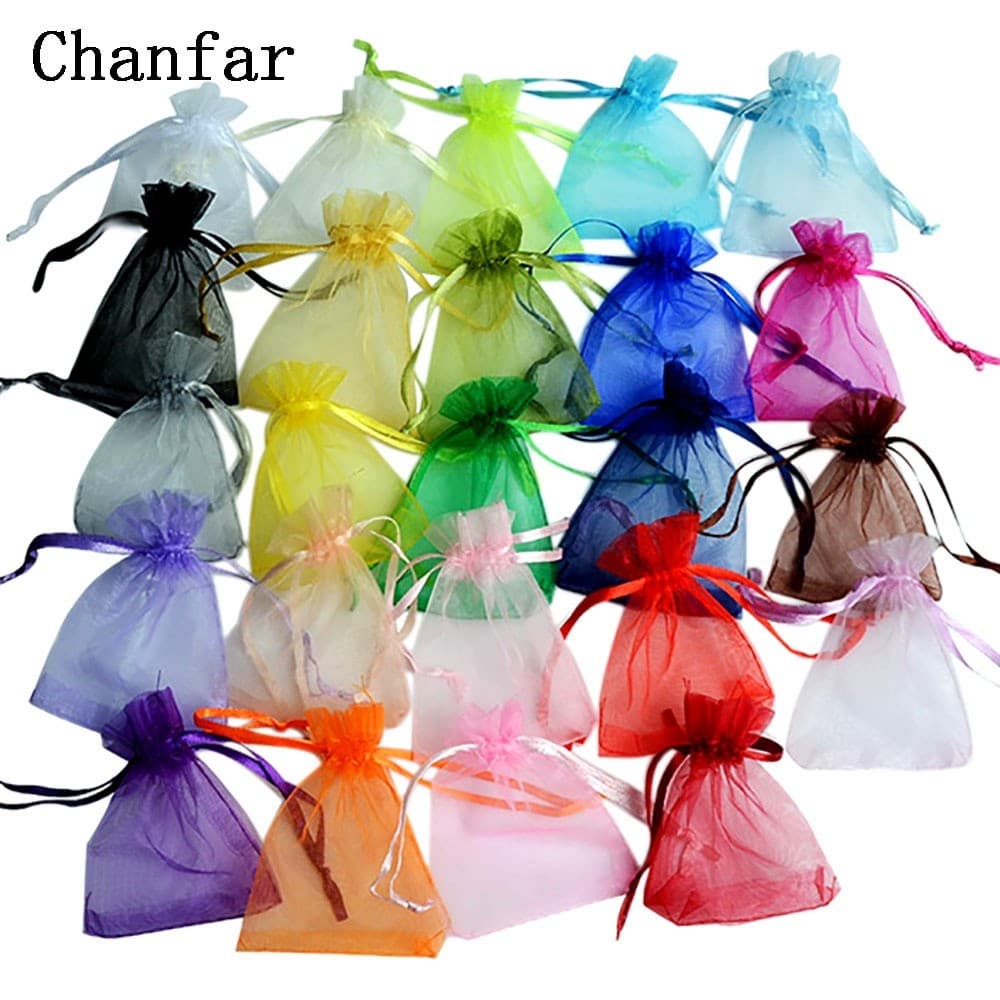50PCS/set Sacos Organza Para Jóias Embalagem De Festa De Casamento Decoração Presentes