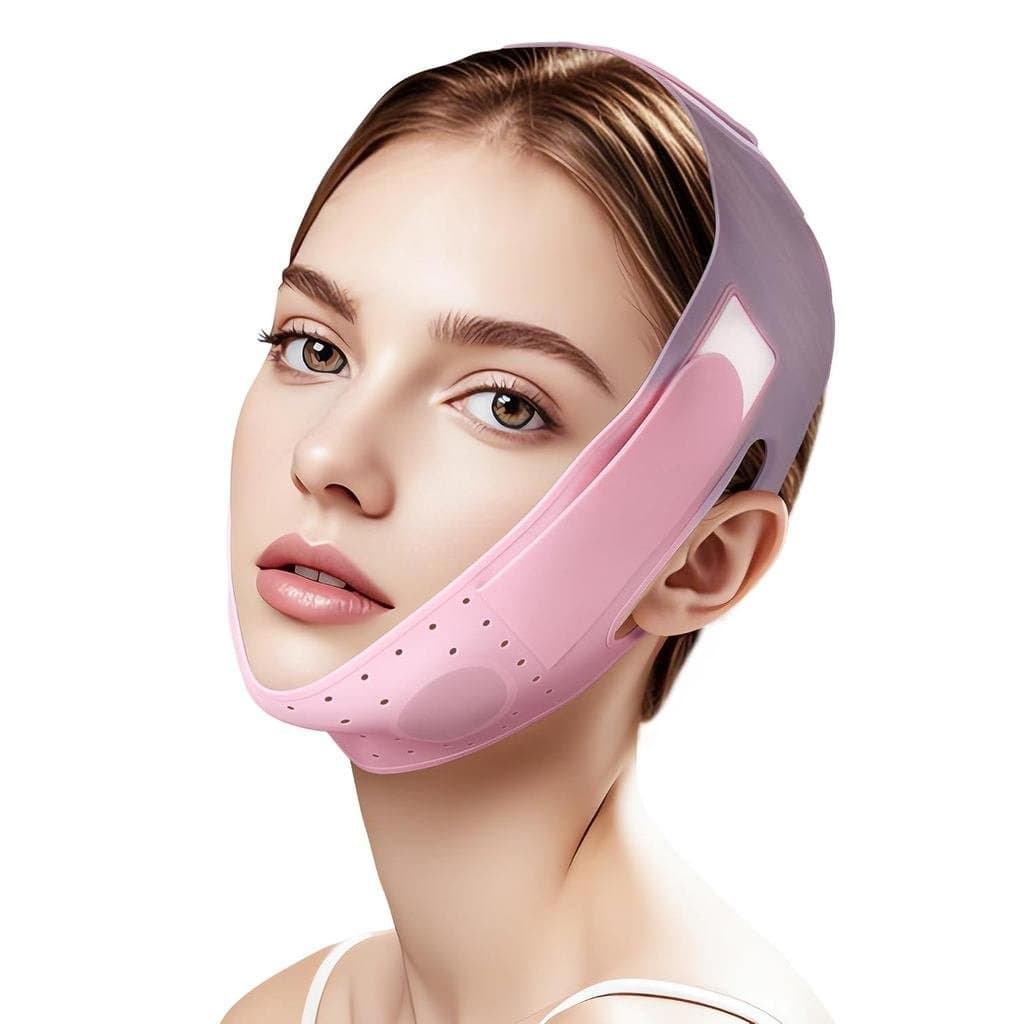 Máscara Facial Reutilizável para Escultura em V – Faixa de Silicone para o Queixo para Tonificação da Linha do Maxilar e