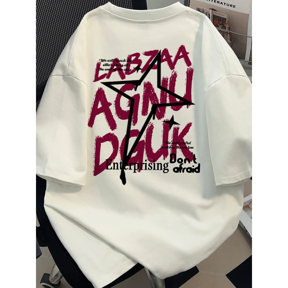 Camiseta feminina T shirt feminina Camiseta com estampa Americano Retro high-ound puro algodão 100% manga curta camiseta