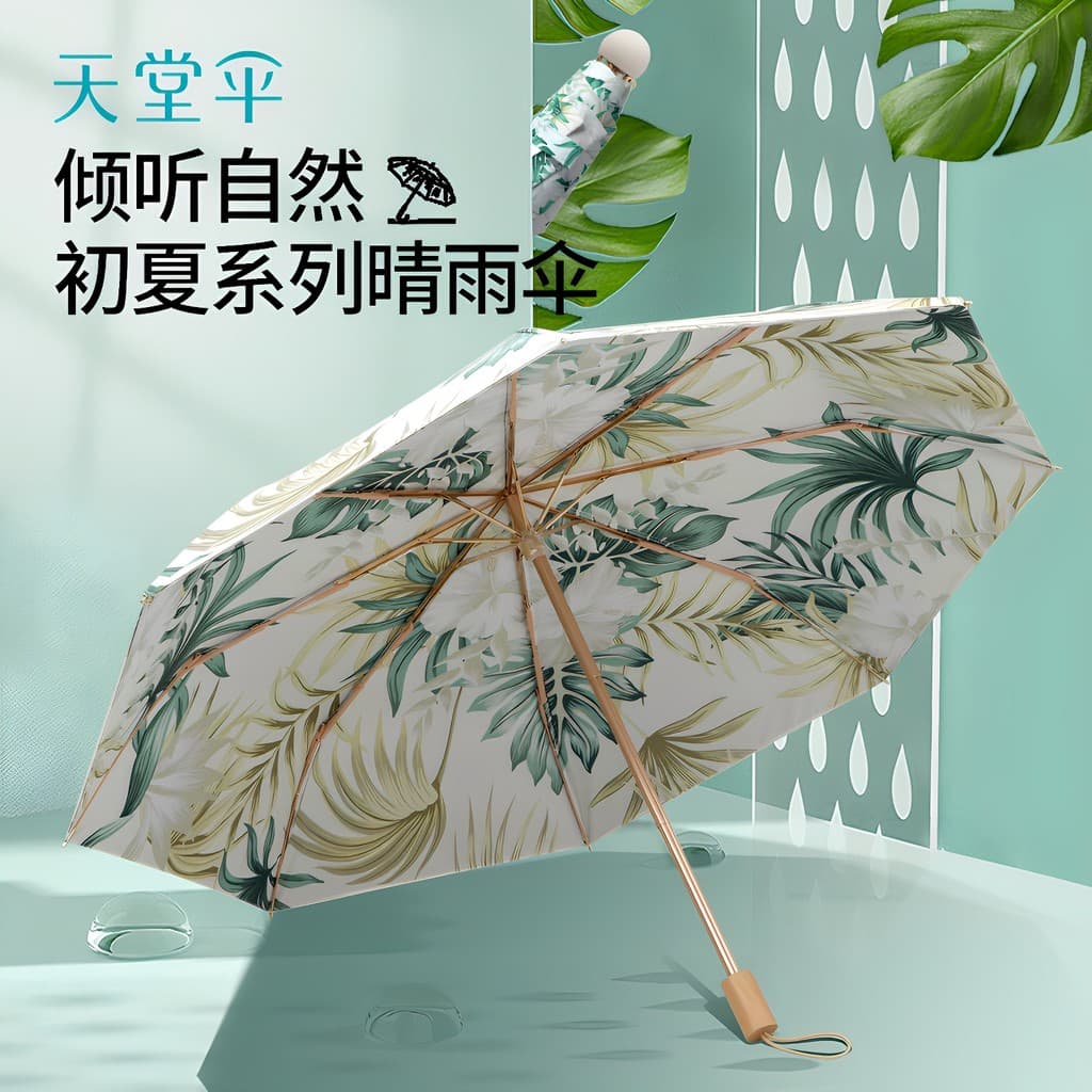 Novo produto Paradise Guarda-chuva Protetor solar de vinil Guarda-sol de camada dupla Guarda-sol triplo leve portátil do