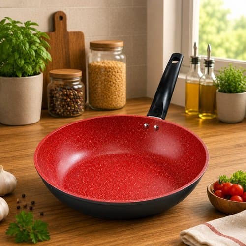 Frigideira Antiaderente Cerâmica 26cm Vermelha Atóxica Alta Durabilidade Cozinha Saudável